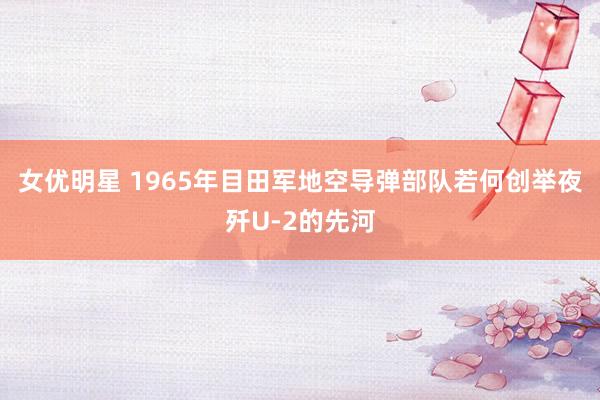 女优明星 1965年目田军地空导弹部队若何创举夜歼U-2的先河