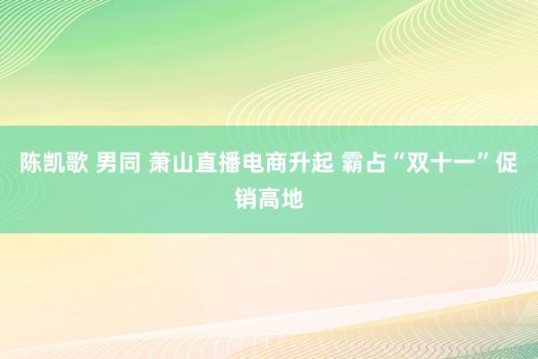 陈凯歌 男同 萧山直播电商升起 霸占“双十一”促销高地